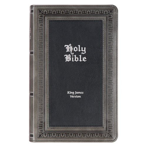 KJV Giant Print Bible-Gray/Black Faux Leather
