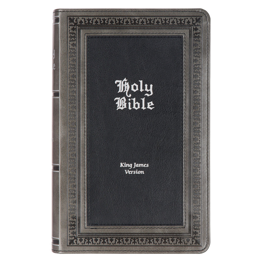 KJV Giant Print Bible-Gray/Black Faux Leather