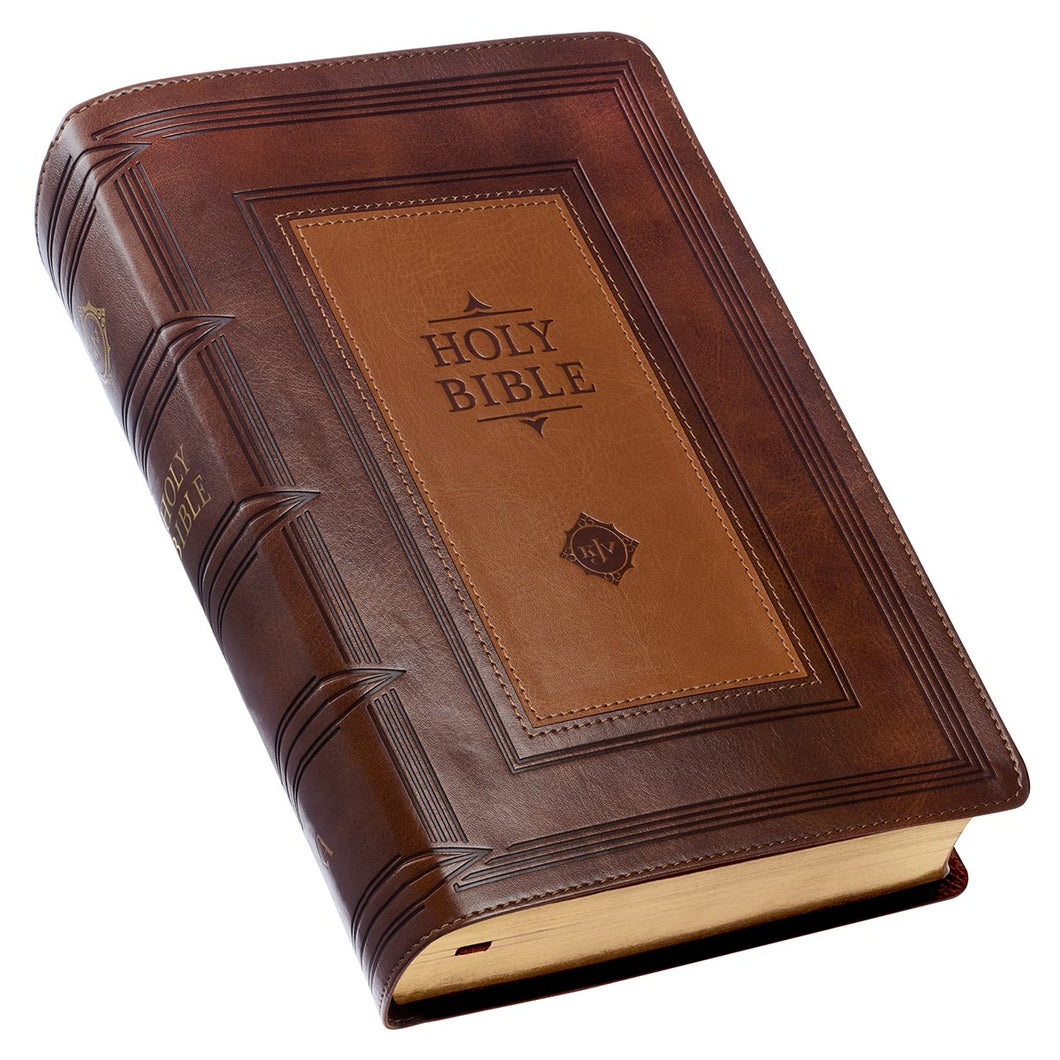 KJV Giant Print Bible-Saddle Tan/Butterscotch Faux Leather