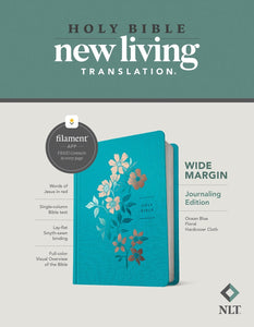 NLT Wide Margin Bible/Filament Enabled Edition-Ocean Blue Floral Hardcover