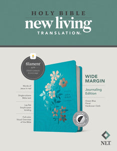 NLT Wide Margin Bible/Filament Enabled Edition-Ocean Blue Floral Hardcover Indexed