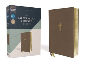 NIV Larger Print Compact Bible (Comfort Print)-Brown Leathersoft