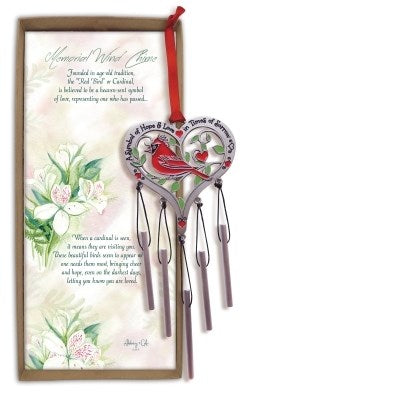 Wind Chime-Cardinal Heart-Boxed