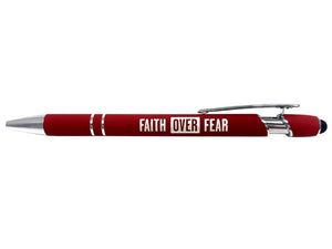 Soft Touch Gift Pen-Faith Over Fear-Red