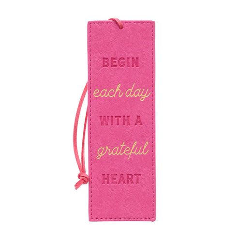 Bookmark-Pagemarker-Begin Each Day-Luxleather-Pink