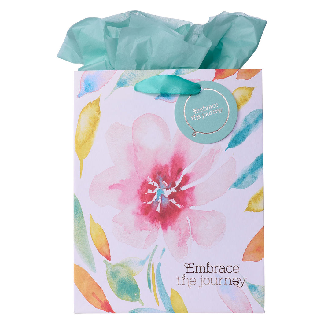 Gift Bag-Pink Daisies/Embrace The Journey