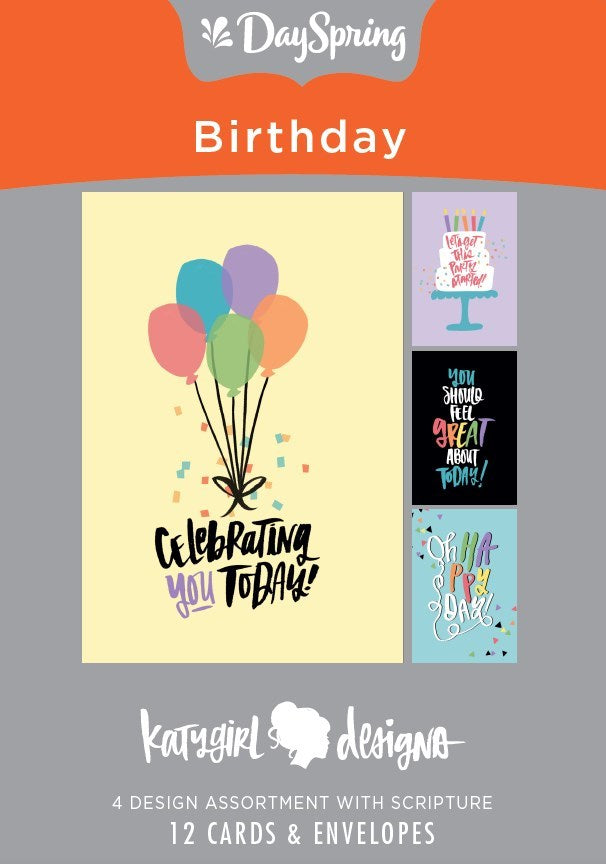 Card-Boxed-Birthday-Katy Girl Designs (Box Of 12)