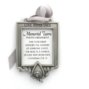 Ornament-Photo/Memorial Tear-Pewter (Holds 1.5" x 1.75")