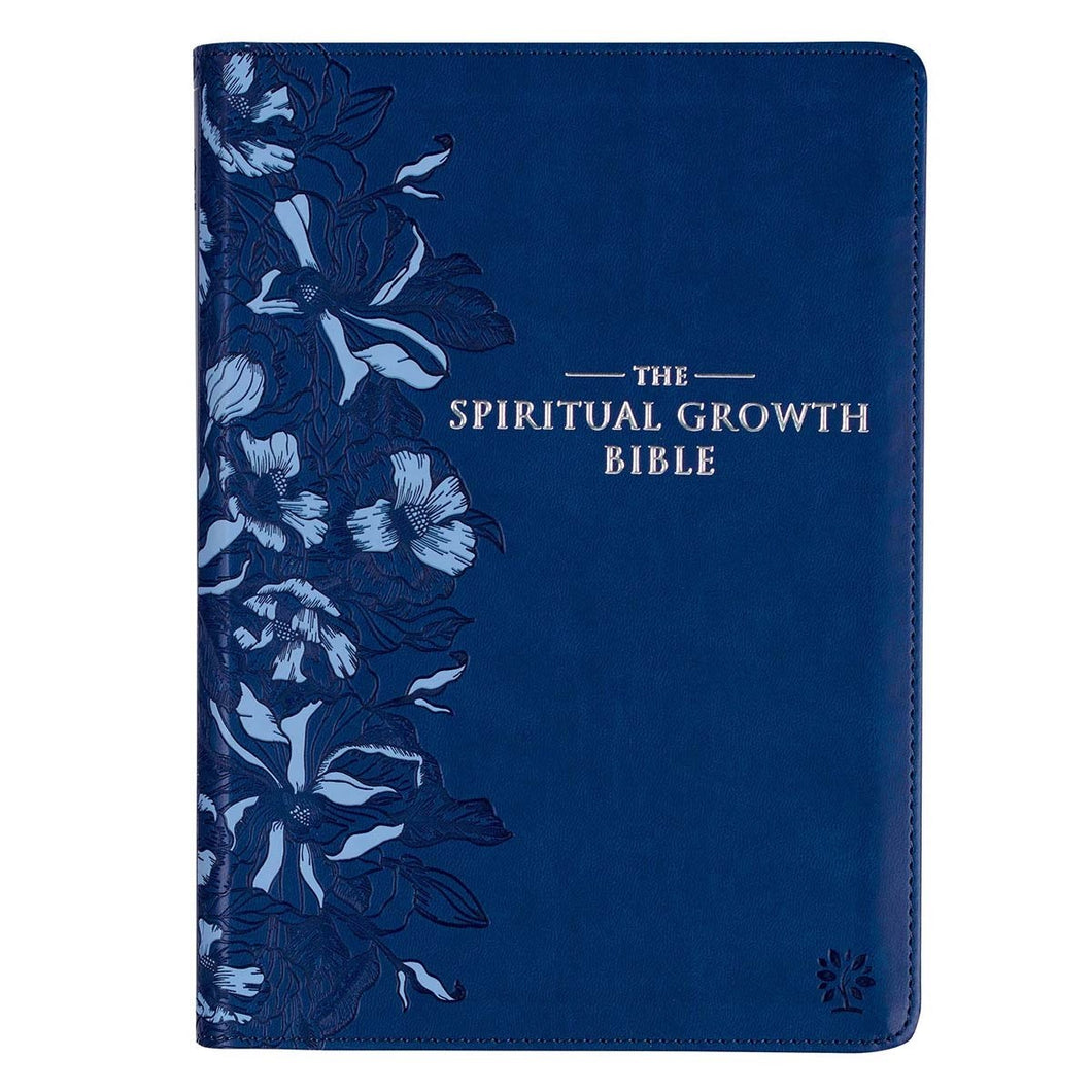 NLT Spiritual Growth Bible-Navy Faux Leather Indexed
