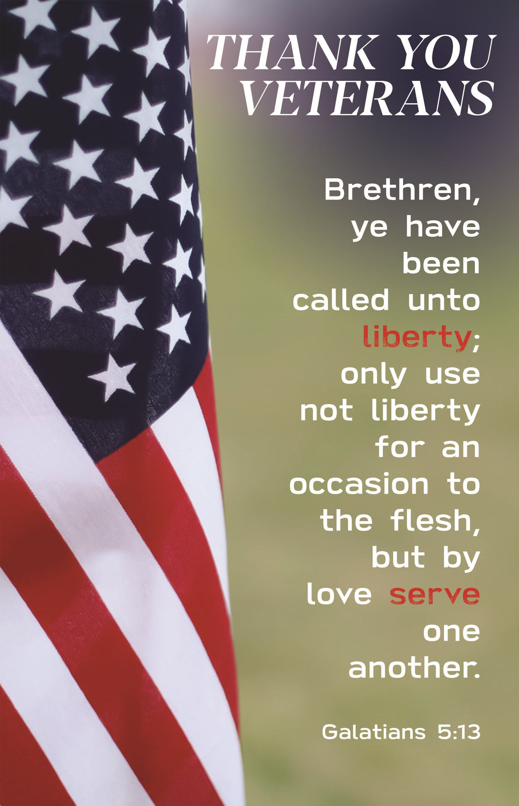 Bulletin-Thank You Veterans (Galatians 5:13) (Pack Of 100)