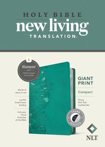 NLT Compact Giant Print Bible/Filament Enabled Edition-Peony Rich Teal LeatherLike Indexed