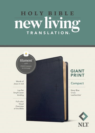 NLT Compact Giant Print Bible/Filament Enabled Edition-Navy Blue Cross LeatherLike