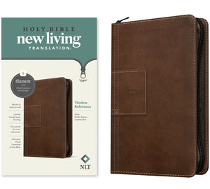 NLT Thinline Reference Zipper Bible  Filament Enabled Edition-Atlas Rustic Brown LeatherLike