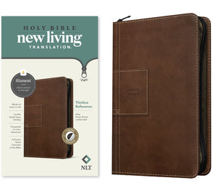 NLT Thinline Reference Zipper Bible  Filament Enabled Edition-Atlas Rustic Brown LeatherLike Indexed
