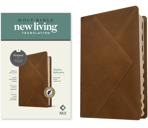 NLT Thinline Reference Bible  Filament Enabled Edition-Messenger Brown LeatherLike Indexed