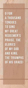 Bookmark-O For A Thousand Tongues To Sing My Great Redeemers Praise/Hymn (Pack Of 25)