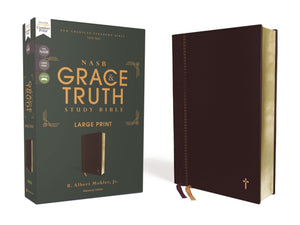 NASB The Grace And Truth Study Bible/Large Print (Comfort Print)-Maroon Leathersoft