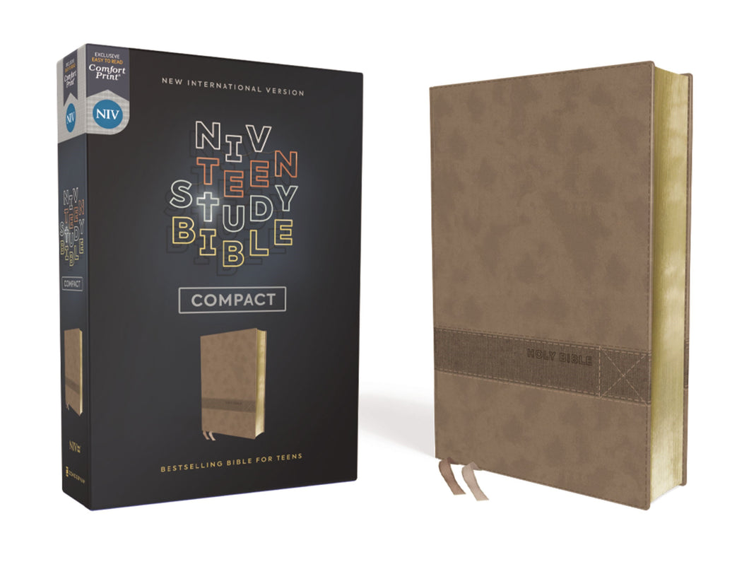 NIV Teen Study Bible/Compact (Comfort Print)-Brown Leathersoft