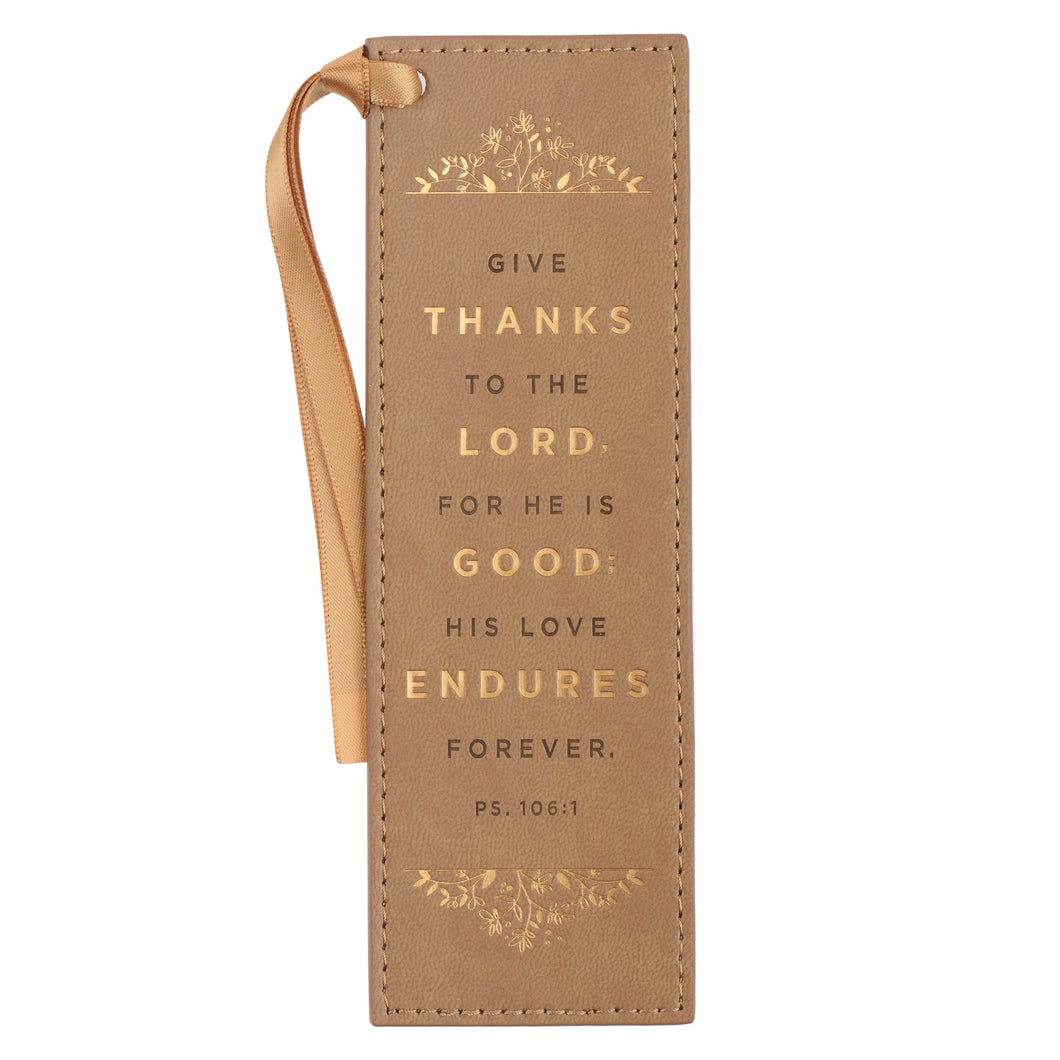 Bookmark-Faux Leather-Give Thanks Psalm 106:1