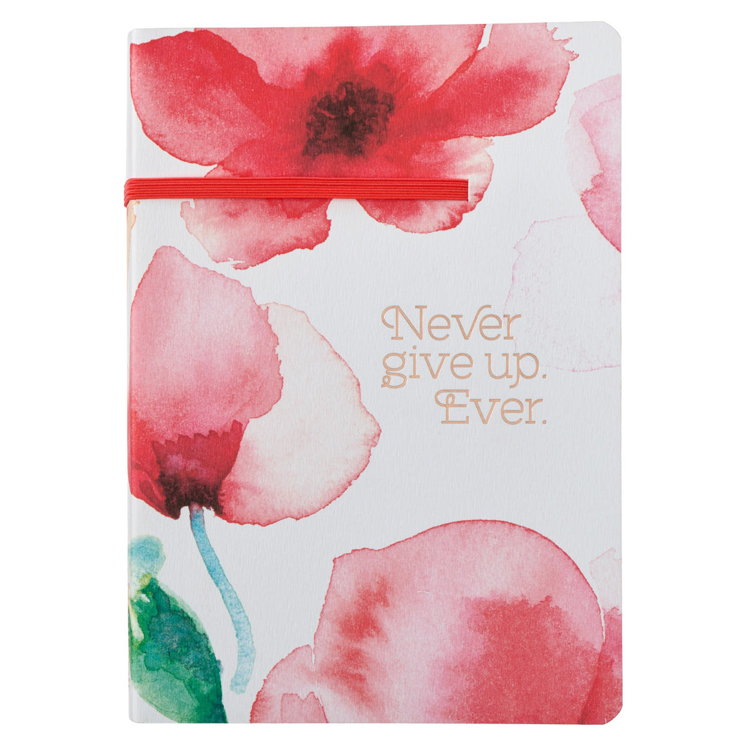 Journal Flexcover w/Elastic-Coral Poppies/Never Give Up