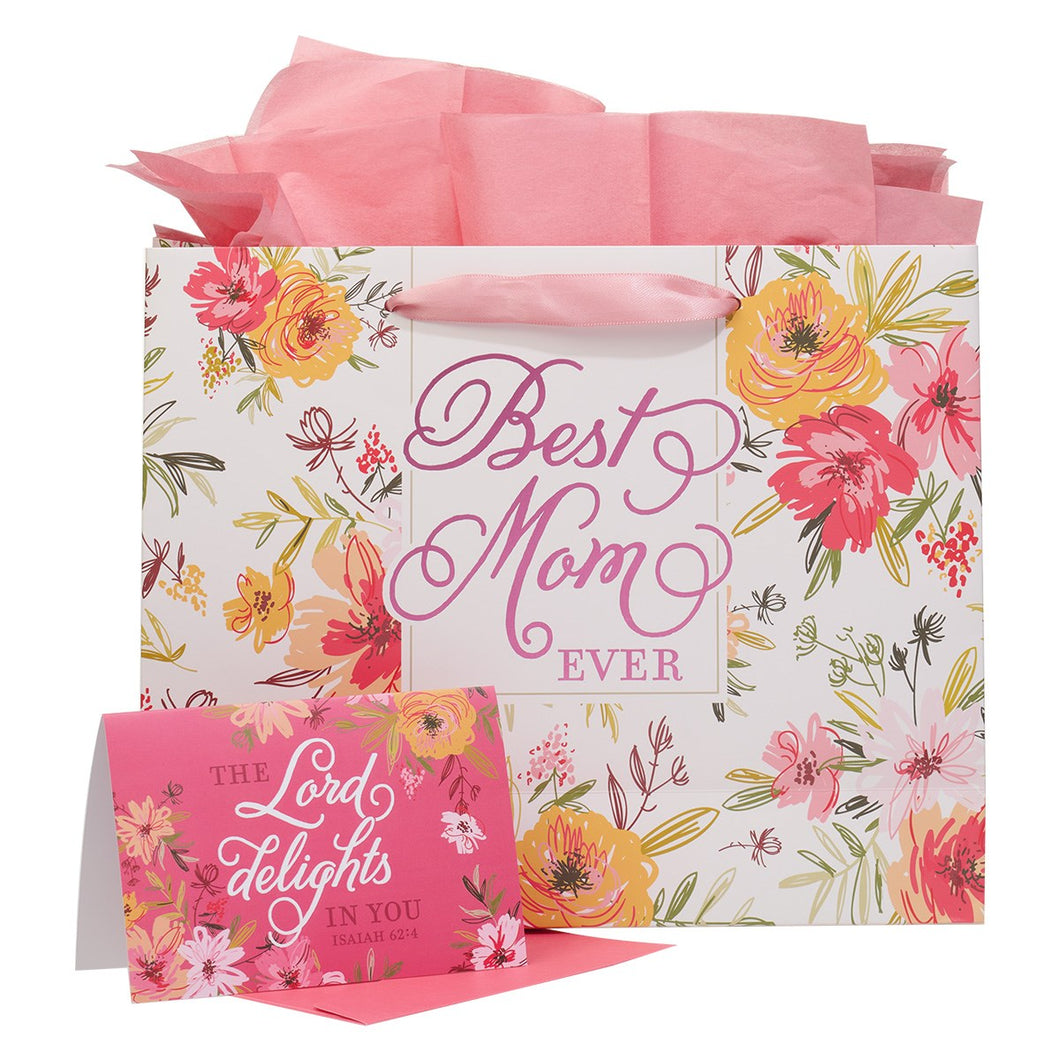 Gift Bag with Card-Large Landscape-Best Mom Ever