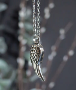 Necklace-Angel Wing Urn-Silver
