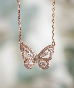 Necklace-Butterfly Necklace-Rose Gold