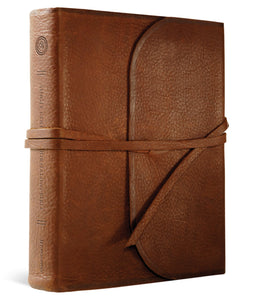 ESV Single Column Journaling Bible-Brown Leather w/Flap & Strap