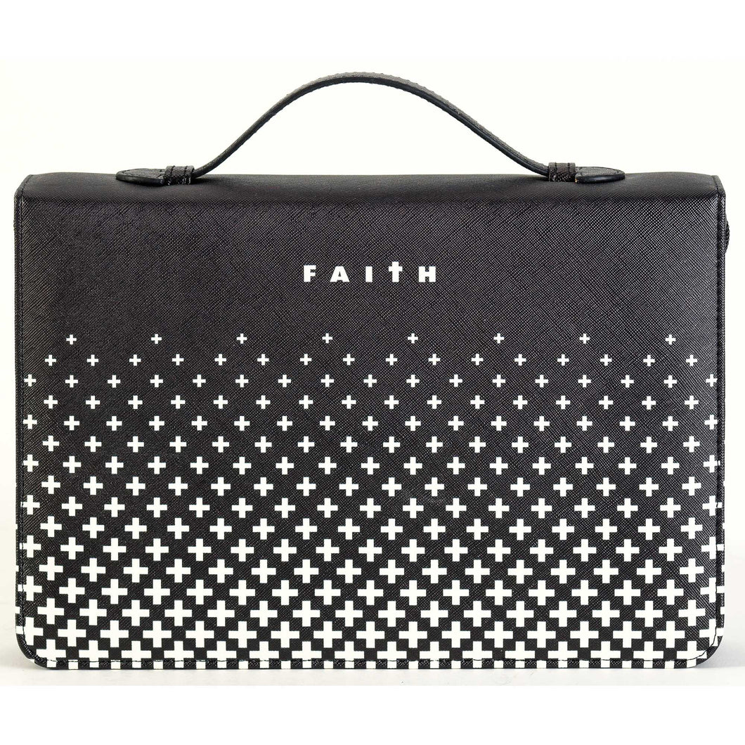 Bible Cover-Faith Cross-Black & White-XLG