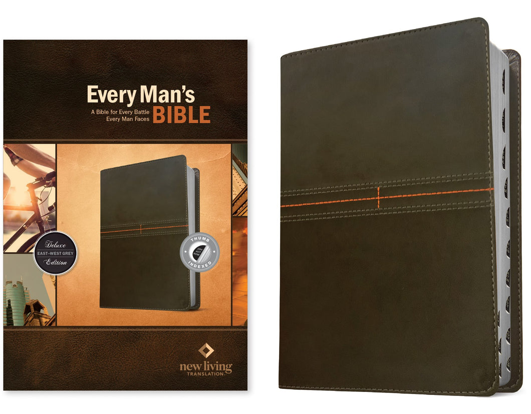 NLT Every Man's Bible-East West Grey LeatherLike Indexed