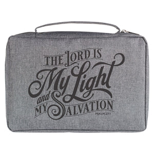 Bible Cover-Value-The Lord Is My Light Psalm 27:1-Gray-MED
