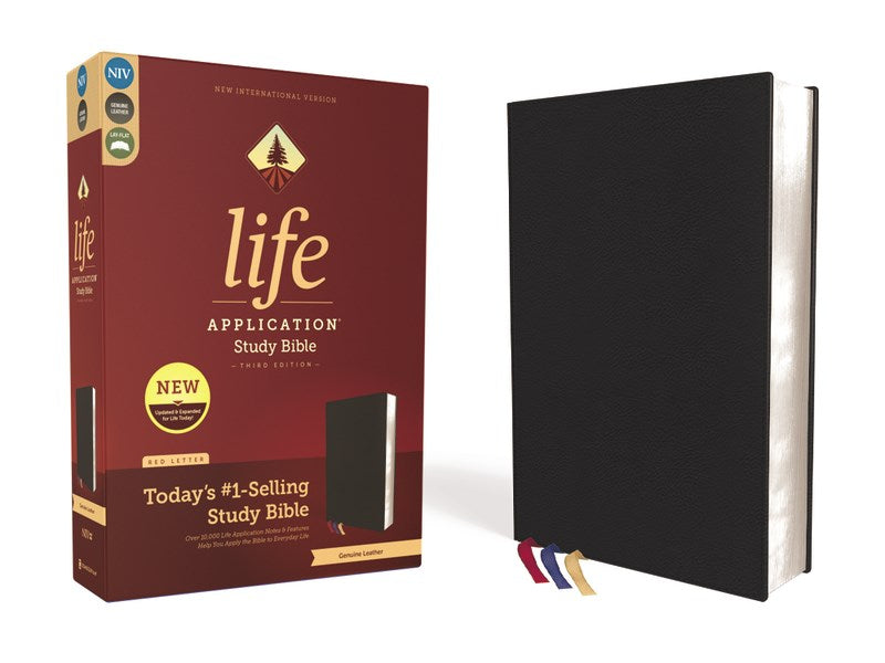 NIV Life Application Study Bible (Third Edition) Black Genuine Cowhide Leather