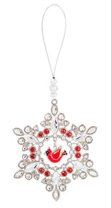 Ornament-Cardinal Snowflake  (4 x 5 1/2)