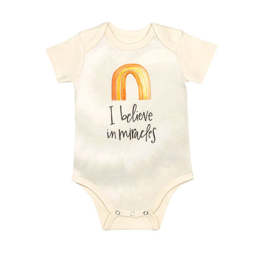 Baby Bodysuit-I Believe In Miracles-Yellow (3-6 Months)