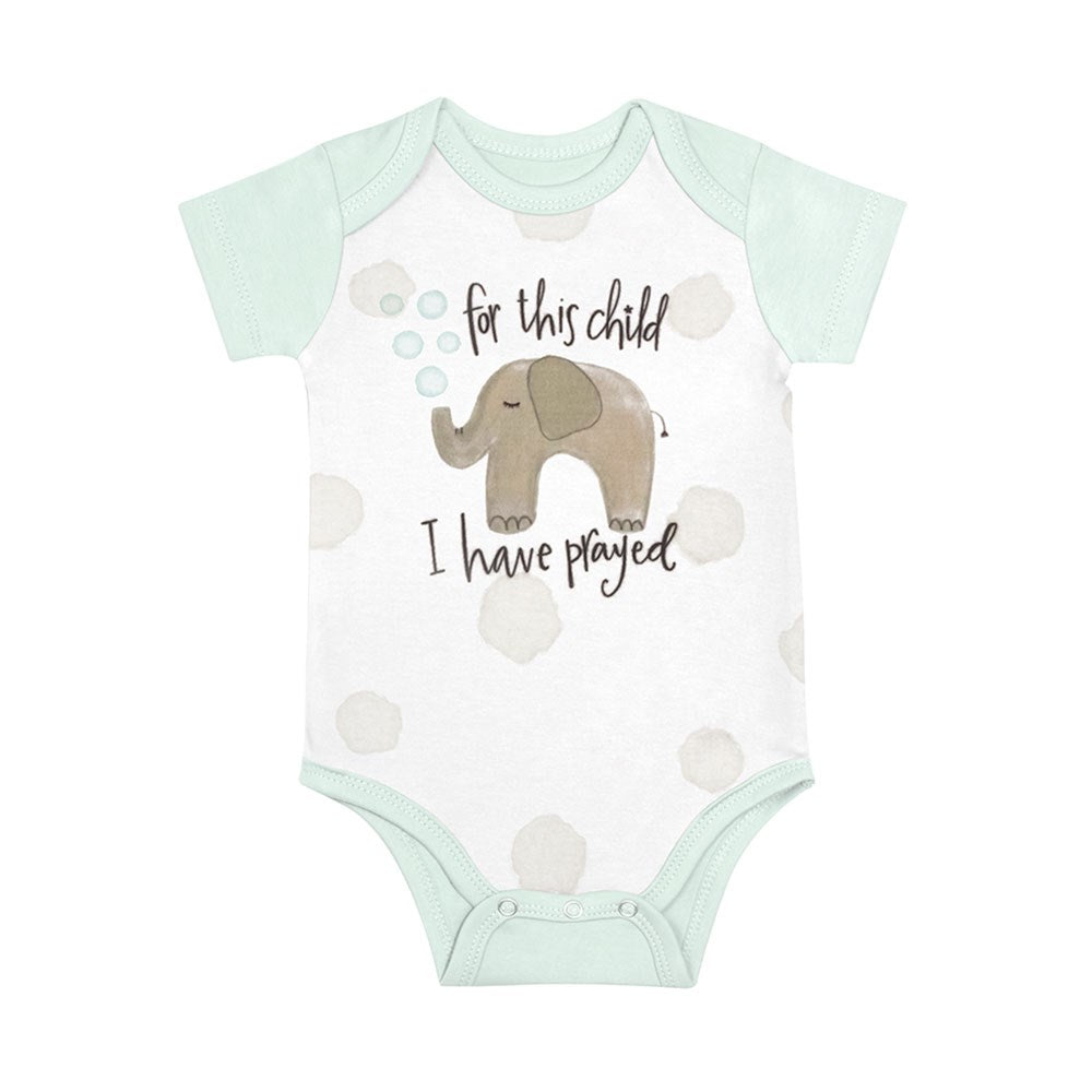 Baby Bodysuit-For This Child I Have Prayed-Green (3-6 Months)