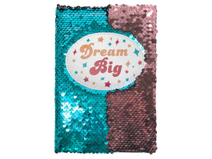 Journal-Dream Big-Sequin (Turquoise w/Rose Gold)