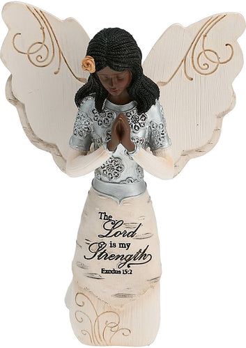 Figurine-Ebony Angels-Prayer/The Lord Is My Strength (Exodus 15:2) (5.5