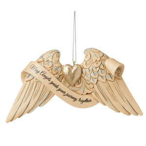 Ornament-Jim Shore/Heartwood Creek-Wedding Angel Wings (4.75"L)