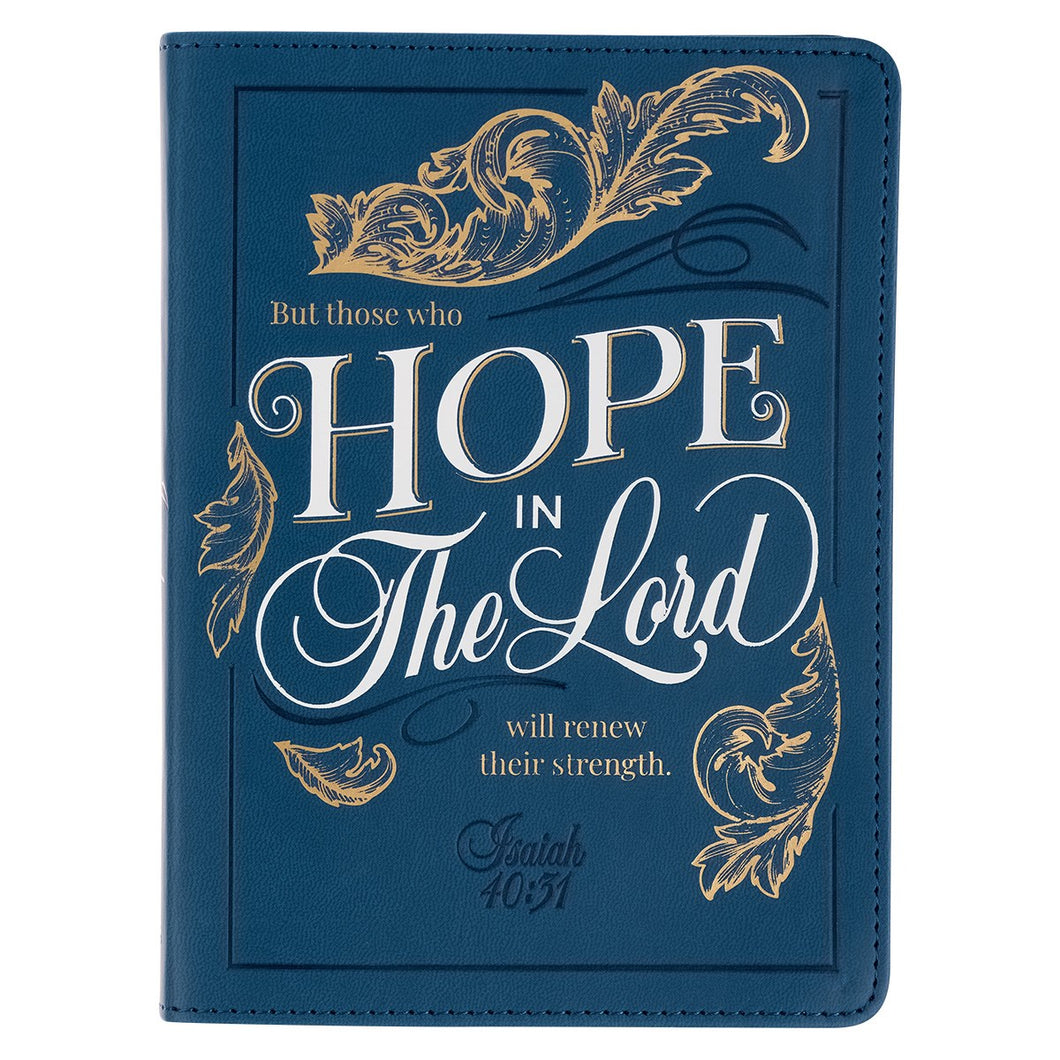 Journal-Handy Faux Leather-Hope in The Lord Isaiah 40:31-Deep Ocean Blue