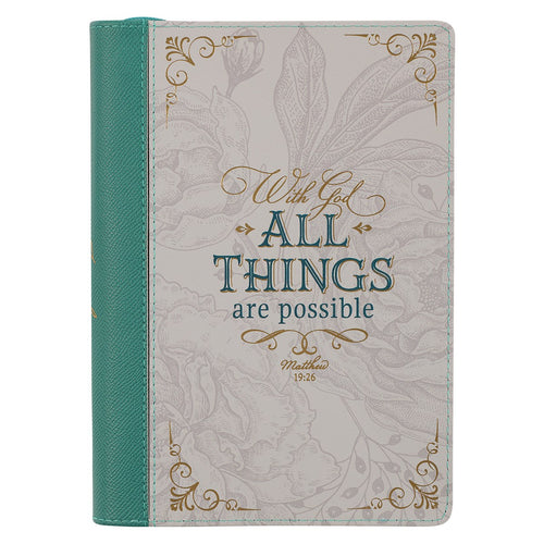 Journal-Classic w/Zip-With God All Things Possible Mathew 19:26