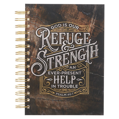 Journal-Wirebound-God Is Our Refuge and Strength Psalm 46:1-Brown