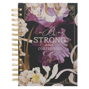 Journal-Wirebound-Be Strong and Courageous Joshua 1:9-Plum Floral