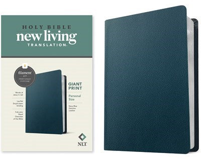 NLT Personal Size Giant Print Bible  Filament Enabled Edition-Navy Blue Genuine Leather