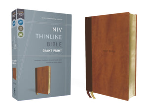 NIV Thinline Bible/Giant Print (Comfort Print)-Brown Leathersoft