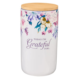 Gratitude Jar-Today I'm Grateful For... w/Cards (Purple Floral)