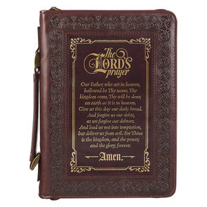 Bible Cover-Classic-The Lord's Prayer-Matthew 6:9-13-Brown-LRG