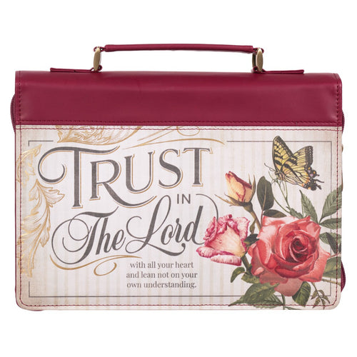 Bible Cover-Fashion-Trust in the Lord-Burgundy Floral-LRG