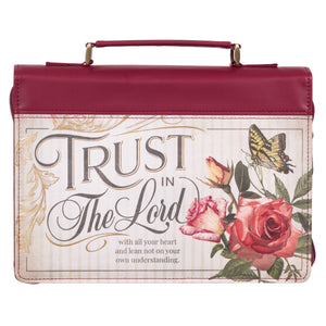 Bible Cover-Fashion-Trust in the Lord-Burgundy Floral-LRG