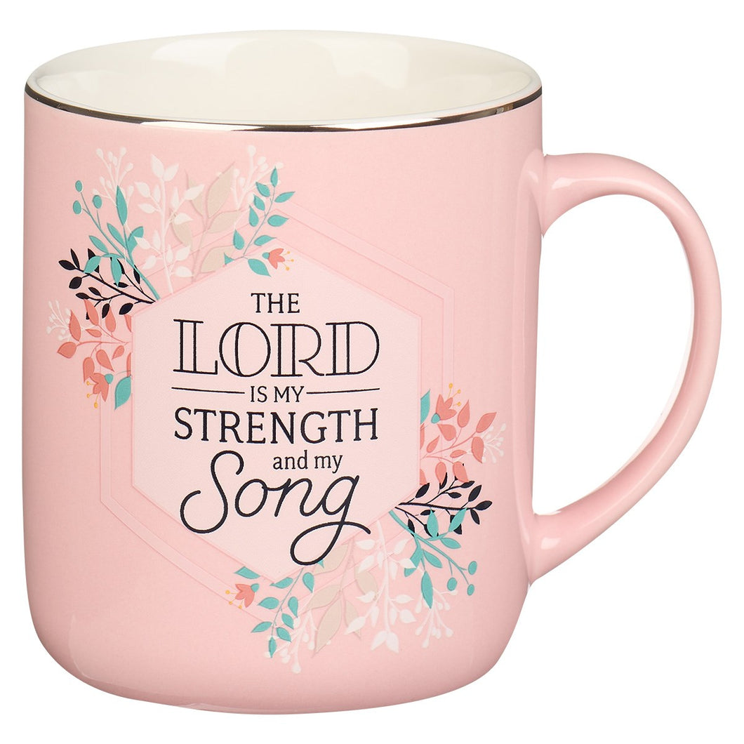 Mug-The Lord is My Strength-Psalm 118:14-White/Pink