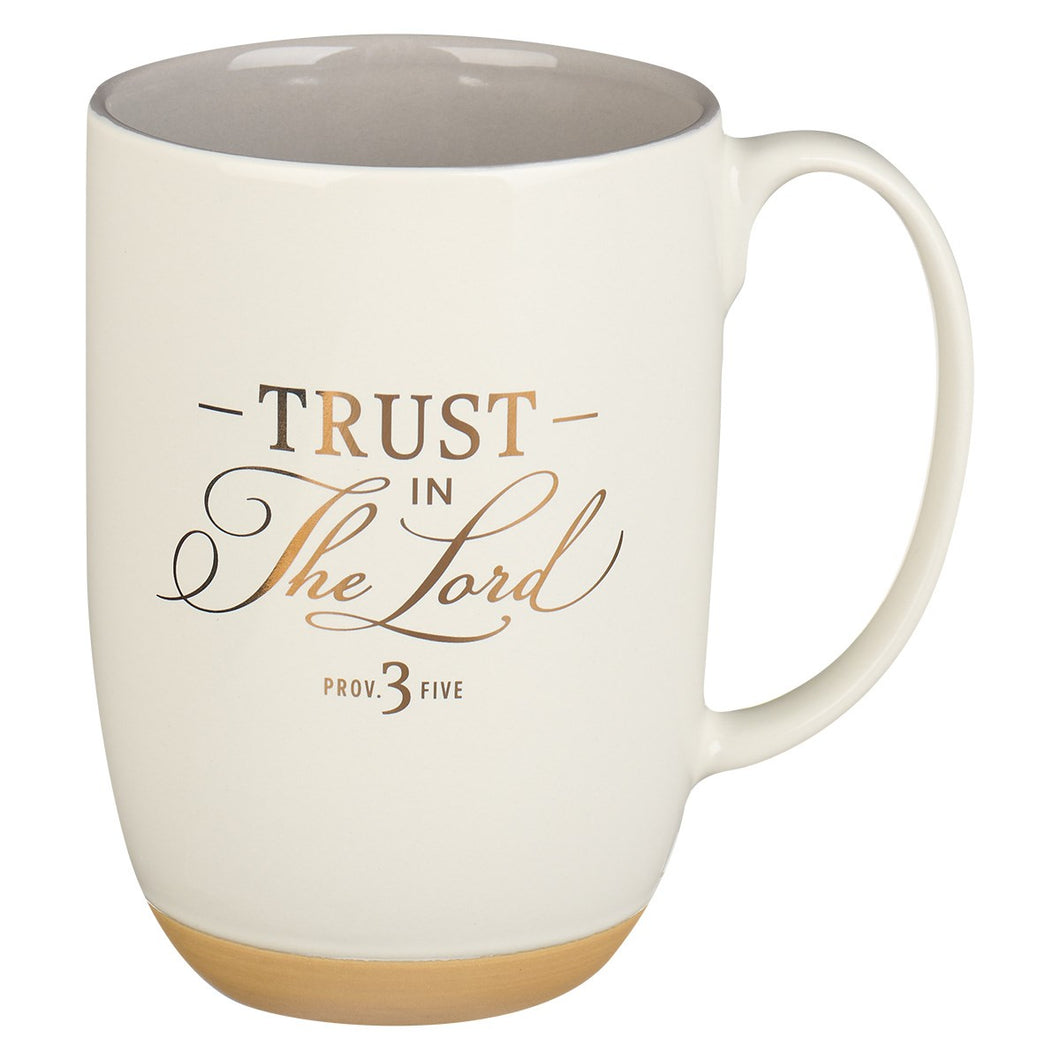 Mug-Trust in the Lord-Proverbs 3:5-White/Taupe